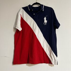 Polo Ralph Lauren Big Pony Logo Colorblock Short Sleeve Polo Shirt Size XL